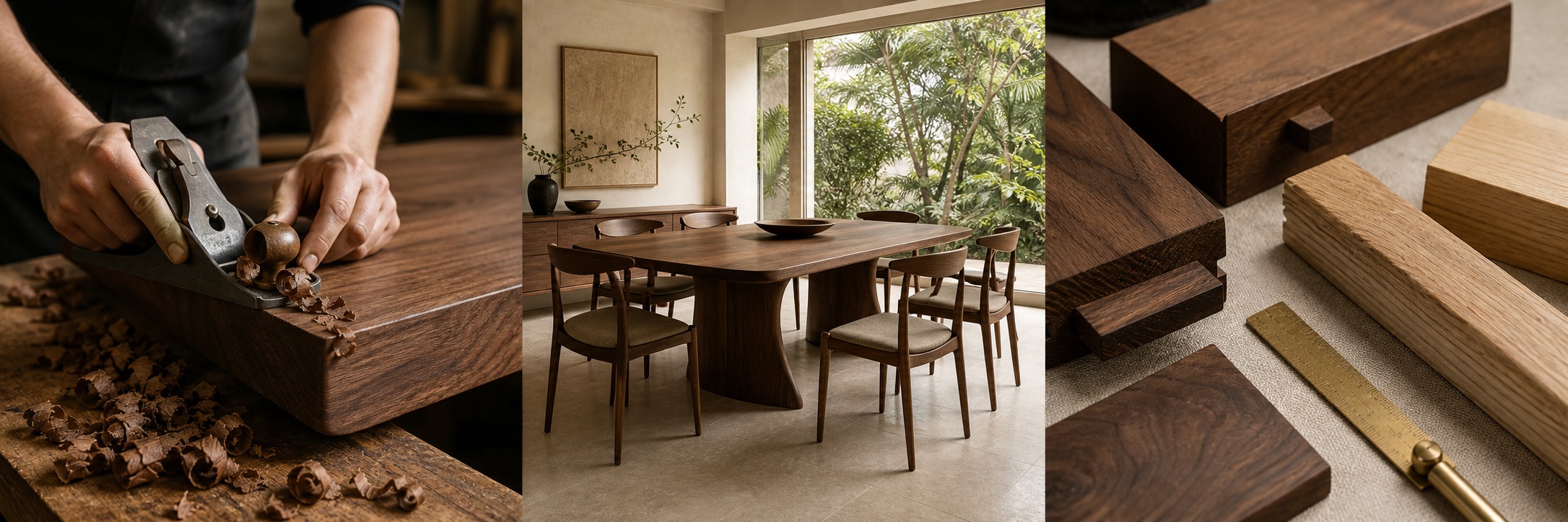 Craftsperson shaping a solid wood furniture piece